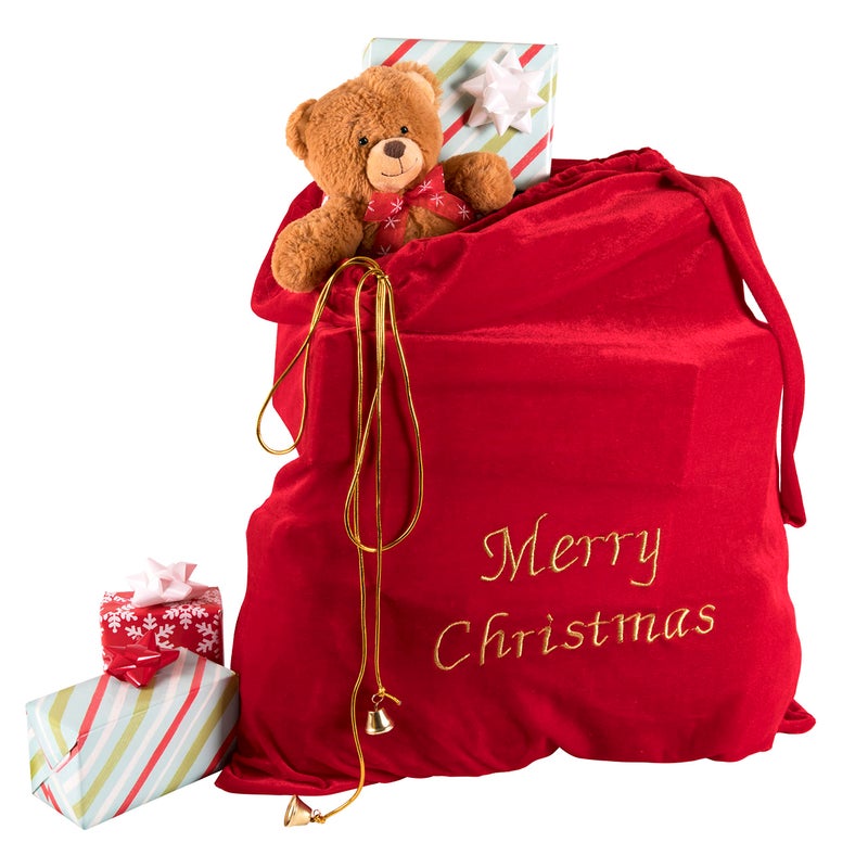 KANGAROO Big Red Velvet Santa Claus Christmas Bag 28 x 32 Inches - Santa Sacks Drawstring Large Christmas Bags for Gifts - Large Xmas Gift Bag for Indoor Decoration and Gift Wrap for Kids Stocking Stuffers - Image 1